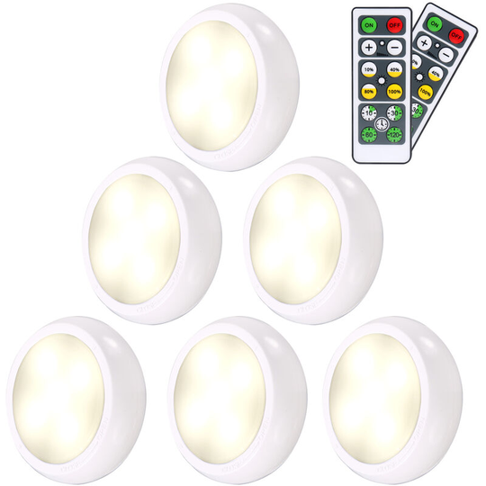 Rgbw 11LEDs Under Cabinet Lights with 2 Controllers 3 * aaa Cell Operated & usb Charging Dimmable Brightness Adjustable, White&6pcs with 2 ontrollers
