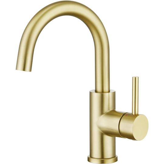 Swyeoot - 360° Rotatable Kitchen Faucet for Small Kitchen, Kitchen Faucet or Bathroom, Kitchen Faucet with High Spout, Brushed Gold