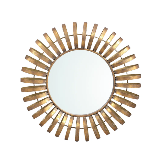 Bradburn Sunburst Metal Framed Wall Mounted Accent Mirror in Gold