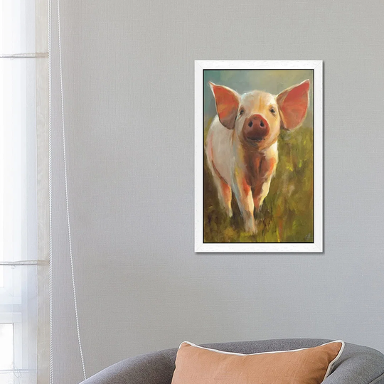 'Morning Pig' by Cari J. Humphry - Floater Frame Painting Print on Canvas