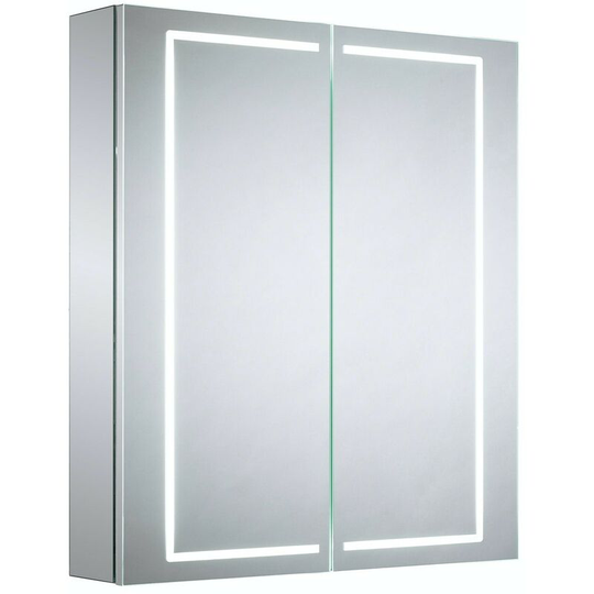 Mode - Pelli diffused led illuminated mirror cabinet 700 x 600mm with demister & charging socket - Silver