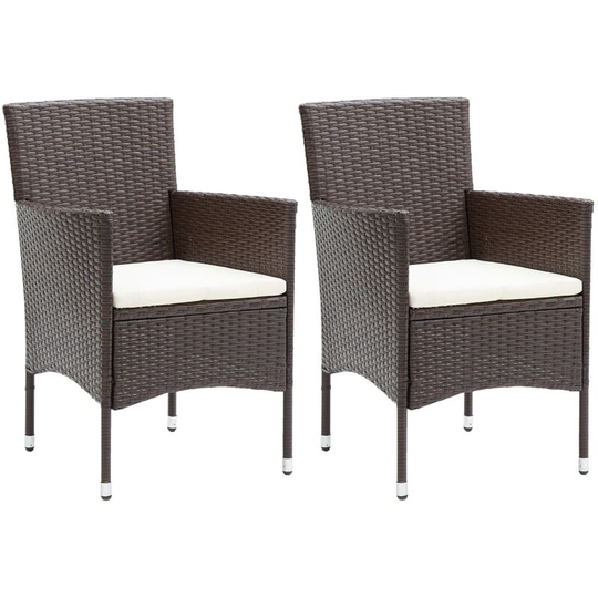 Garden Dining Chairs 2 pcs Poly Rattan Brown Vidaxl Brown