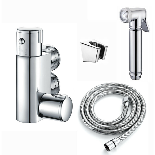ENKI, Vero, SH0110, Chrome, Thermostatic Shower Mixer Valve Douche Shower Head, Hose & Bracket, Solid Brass, Anti-Scald Device, Temperature Control,