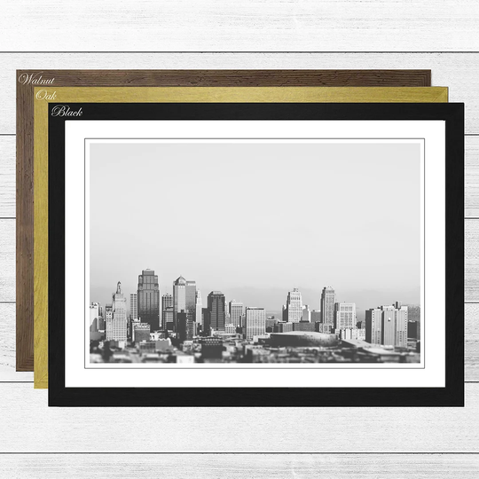 Black and White City View Skyline Framed Photographic Print
