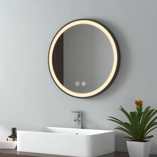 round bathroom mirror with lighting Ф70cm bathroom mirror with touch and 3 light colors (type C)