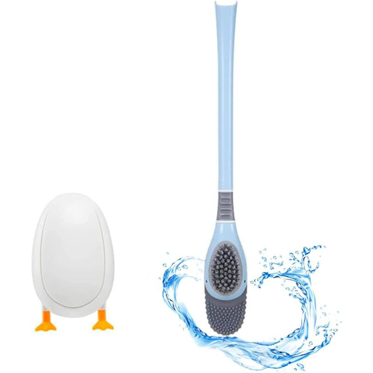 Diving duck toilet brush sanitary ware toilet brush bathroom accessories non-slip plastic handle, Blue