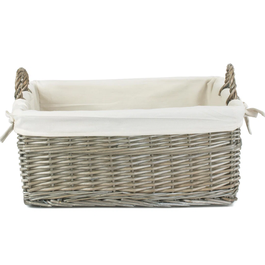 Shallow Lined Wicker Basket