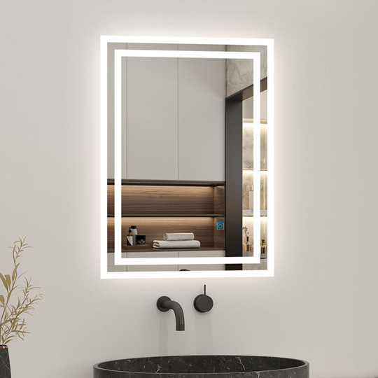 Acezanble - 500x700mm Bathroom Mirror with led Lights, Anti Fog Touch Sensor Vanity Wall Mounted Frameless Vertical or Horizontal IP44 Rated