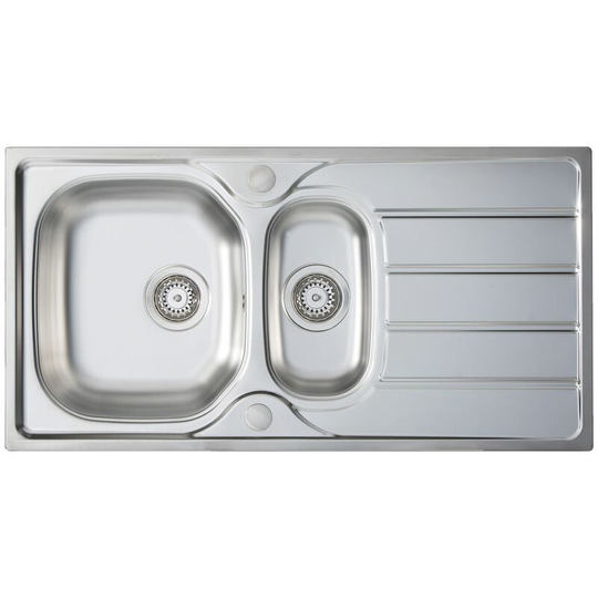 Sia - sia 1.5 Bowl Reversible Stainless Steel Kitchen Sink And Waste Kit W965 x D500mm