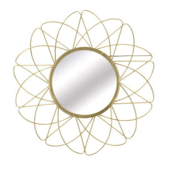 Macau Round Metal Framed Wall Mounted Accent Mirror in Gold
