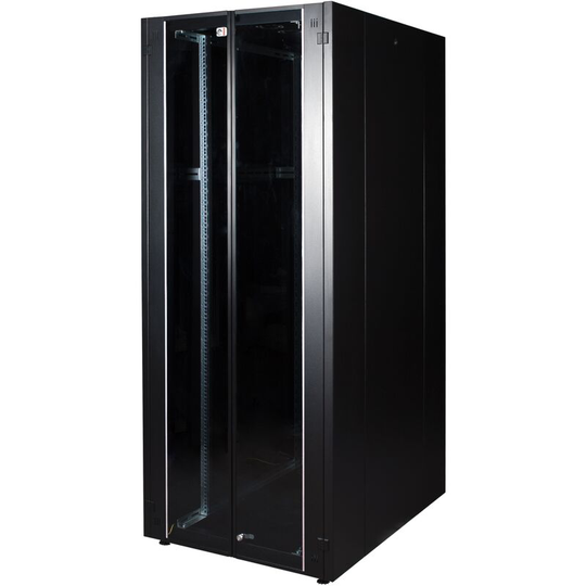 Rackmatic - Rack Cabinet 19 Mobirack standing 47U Width 800 Depth 1000 Black Glass Door