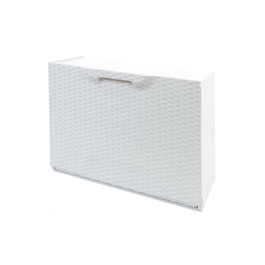 Shoe Cabinet With 1 Flap Door In Polypropylene With Rattan Effect, Modular Set For Indoor Or Outdoor Use, 100% Made In Italy, 51X18h40 Cm, Gray Color