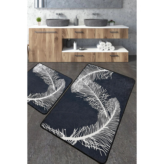Linets 2 Piece Rectangle Bath Rug Set