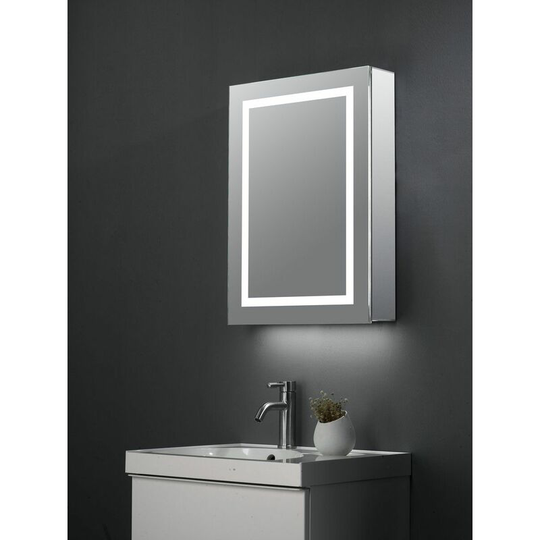 Keenware KBM-304 LED Bathroom Mirror Cabinet With Shaver Socket, Bluetooth Speakers & Internal Pull Out Shaver/Make Up Mirror; 700x500mm