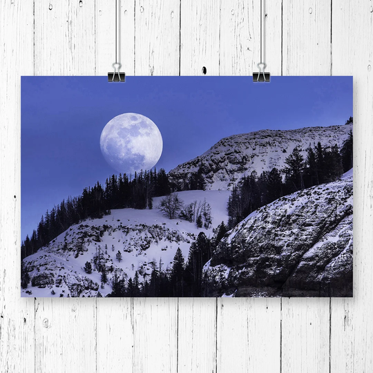 "Landscape Full Moon Mountain Forest" Graphic Art
