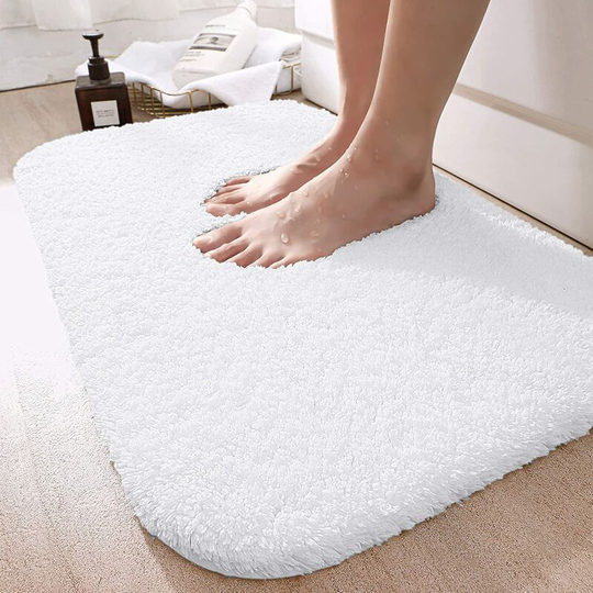 Perlerare - Bath Mat 50 x 80 cm, Non-Slip Absorbent Bathroom Rug, Bathroom Rug, Machine Washable Microfiber for Bathroom(White)