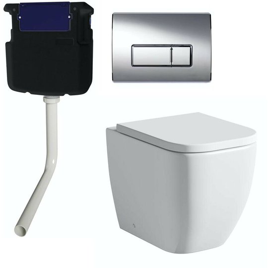 Mode - Ellis back to wall toilet with soft close seat, concealed cistern and push plate - White