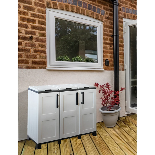 Acres Indoor Or Outdoor Litter Cabinet, 3-Door 3-Door Sack Cabinet, 100% Made In Italy, 102X37h90 Cm, Light Gray Color
