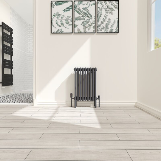NRG - Traditional 4 Column Radiator Cast Iron Style Heating Rads Horizontal Anthracite 600x425mm