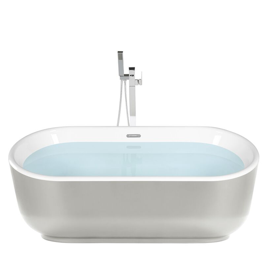 Beliani - Modern Freestanding Bathtub Oval Sanitary Acrylic Silver Pinel - Silver