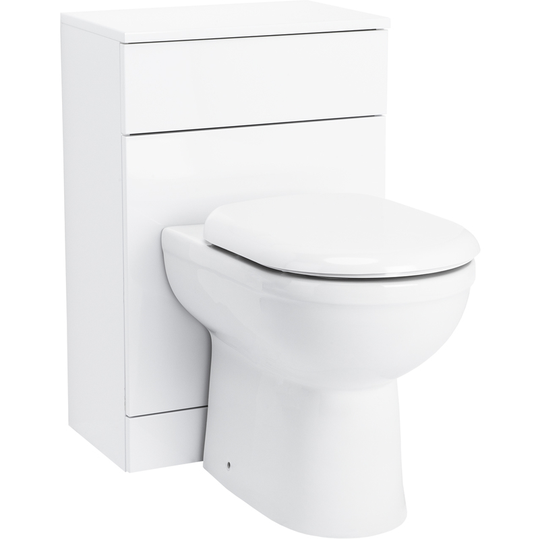 Wholesale Domestic - Alexander James Gloss White 500mm Toilet Unit and d Shaped Back To Wall Toilet Pan with Soft Close Toilet Seat - White