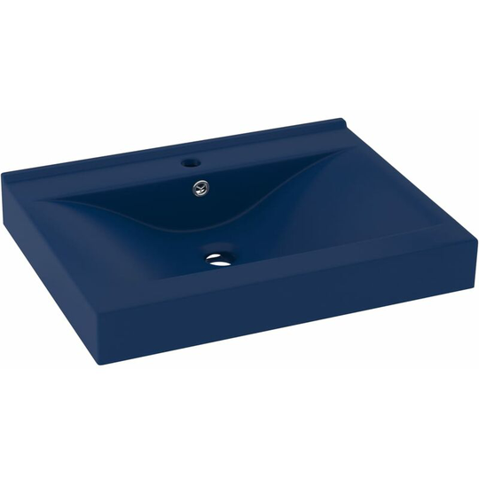 Luxury Basin with Faucet Hole Matt Dark Blue 60x46 cm Ceramic Vidaxl Blue