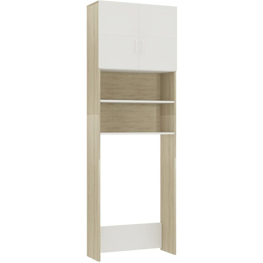 Washing Machine Cabinet White and Sonoma Oak 64x25.5x190 cm Vidaxl white and sonoma oak