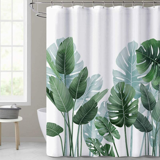 Shower Curtains for Bathroom - Tropical Leaves Plant on White Background Odorless Curtain for Bathroom Showers and Bathtubs, 72 x 72 inches Long,