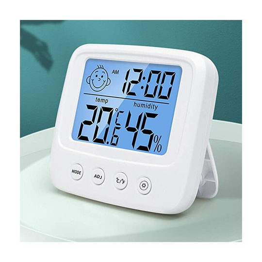 Digital Hygrometer Indoor Thermometer Room Thermometer and Humidity Gauge with Temperature Humidity Monitor, Backlight, Clock and °C/°F Function