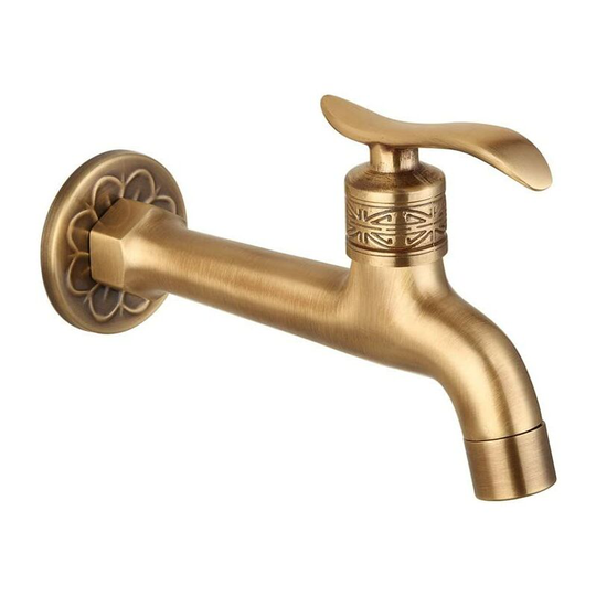 Antique Brass Faucet Handle Laundry Bathroom Wall Mount Washing Machine Faucet Outdoor Garden Single Hose Cold Faucet