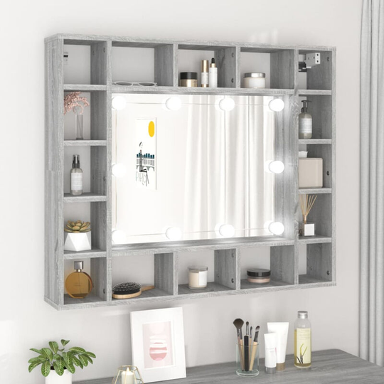 Mirror Cabinet with led Grey Sonoma 91x15x76.5 cm