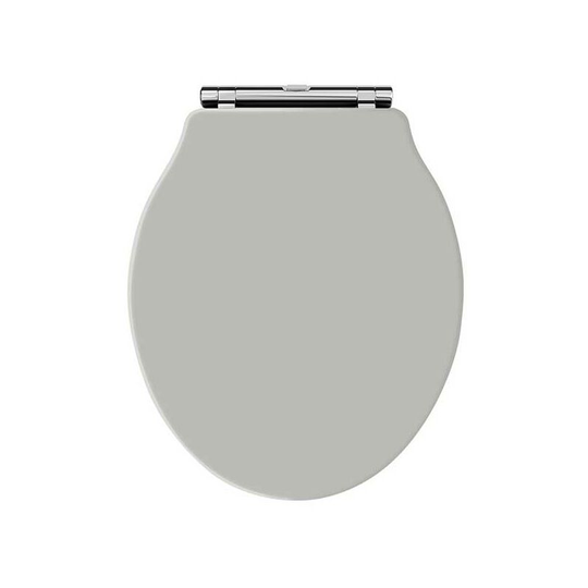 Chancery Soft Close Toilet Seat Stone Grey Chrome Hinges - Hudson Reed