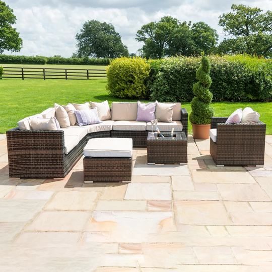 Cardington Rattan Corner Group - with Ice Bucket Coffee Table & Armchair - Brown