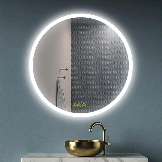 Bathroom led Mirror Illuminated Round Backlit Bathroom Mirror with led Lights for Wall Demister Color Adjustable Dimmable, 60cm - Ai-lighting