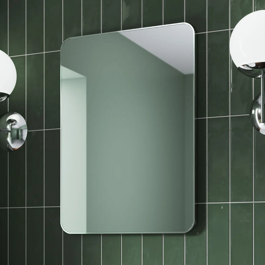 Metal Framed Wall Mounted Bathroom Mirror in Chrome