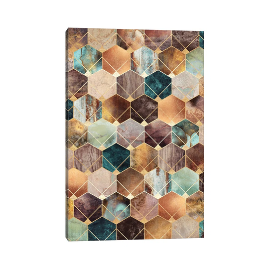 Natural Hexagons And Diamonds by Elisabeth Fredriksson - Wrapped Canvas Graphic Art