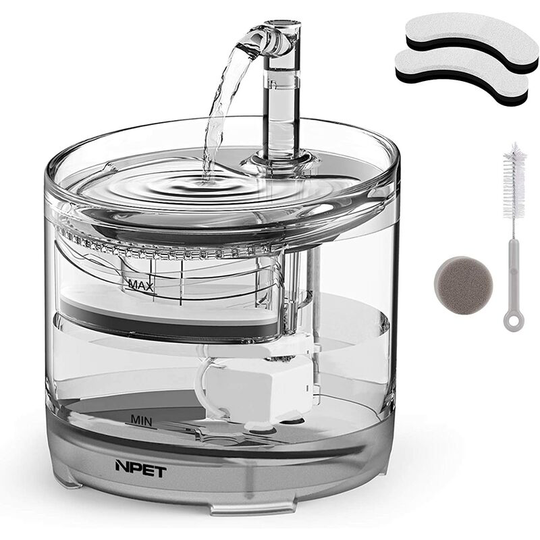 Modou - Cat Dog Fountain Transparent Silent Cat Dog Water Fountain With Super Pump Faucet Filter Water Dispenser Water Fountain 1.5L WF050TP