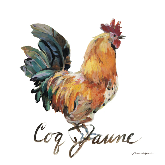 Coq Jaune on White by Marilyn Hageman - Wrapped Canvas Painting Print