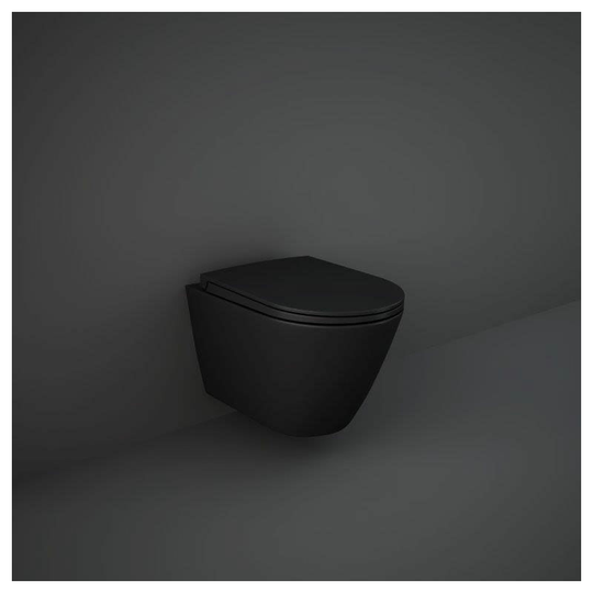 Rak Feeling Rimless Wall Hung Toilet with Soft Close Seat - Matt Black