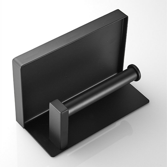 Non-Porous Toilet Tissue Holder, Paper Towel Holder with Holder, 304 Stainless Steel, Self-Adhesive Bathroom Wall Bracket (Black)