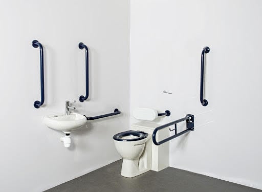 Nymas NymaPRO Back to Wall Doc M Toilet Pack with Dark Blue Concealed Fixings Grab Rails DM800KC/DB