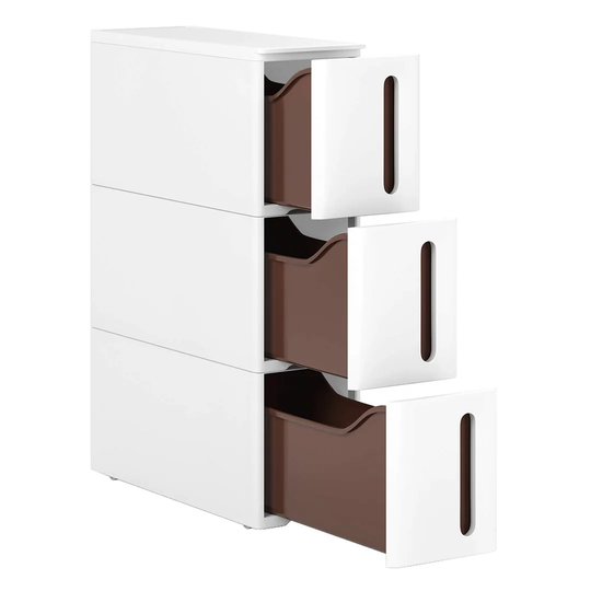 Rolling Trolley, Narrow Storage Cart With 3 Drawers, Slide Out Storage Tower, Bathroom Shelf, Kitchen Storage Unit With Removable Wheels, PP, Space Sa