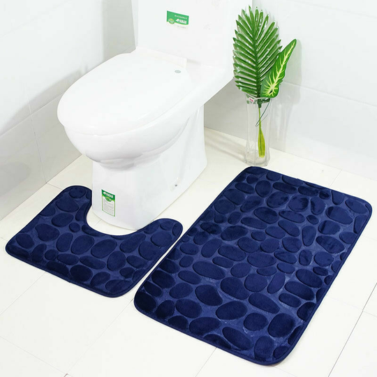 Soekavia - Set of 2 Washable Bathroom Rugs, Extra Absorbent, Non-Slip and Super Soft, Aquamarine, (50 x 80, 50 x 40 cm)
