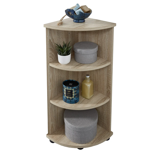Runnermoon bathroom shelf with 3 open compartments in light smoke silver.
