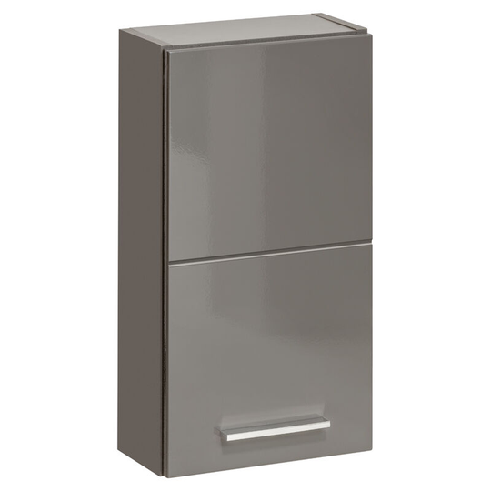 Modern Grey Gloss Bathroom Wall Hung Storage Cabinet Door Unit Soft Close Twist - Grey High Gloss