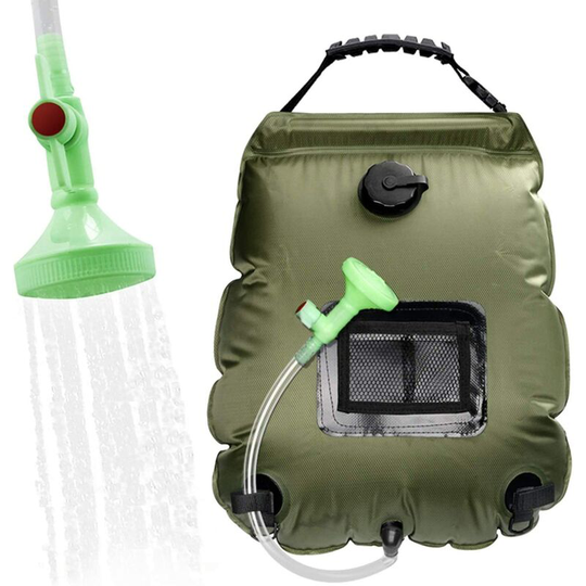 BetterLife Solar Shower Bag, 20L Solar Portable Shower Bag Folding Outdoor For Shower With Switchable Shower Head Solar Water Heater For (ArmyVert)