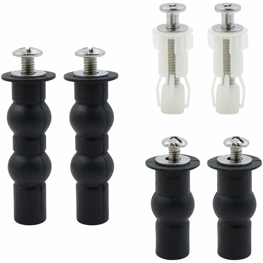 3 Pairs Toilet Seat Hinge Fixings,BR-Life Toilet Fixing Set Screws Toilet Seat Fixings Toilet Seat Fixings Seat Screws, Fits Most Toilets, 3 Sizes