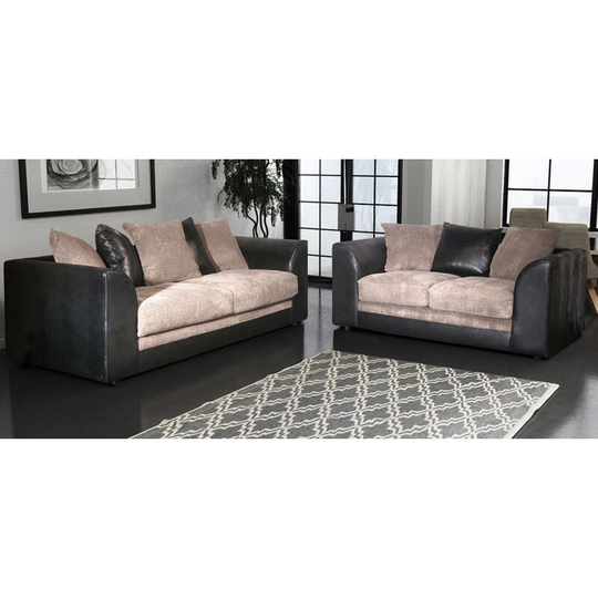 Darcey 3 Seater & 2 Seater Sofa Set - Black & Grey
