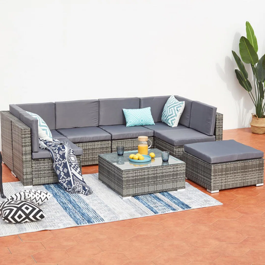 Cezary All Weather Wicker/Rattan 8 - Person Seating Group with Cushions