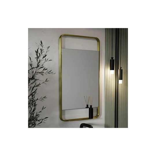 Modern Wall Mounted Bathroom Mirror Vanity Storage Shelf Brushed Brass 550x1000 - Brushed Brass